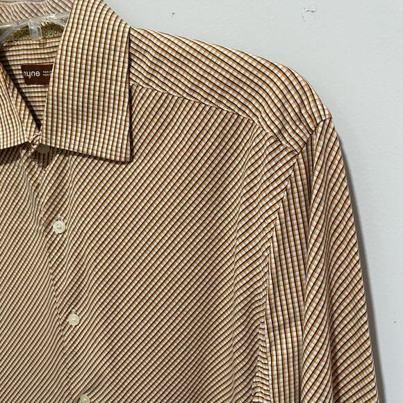 NYNE Orange and Brown Plaid Button Down Shirt Size XL - Picture 10 of 12